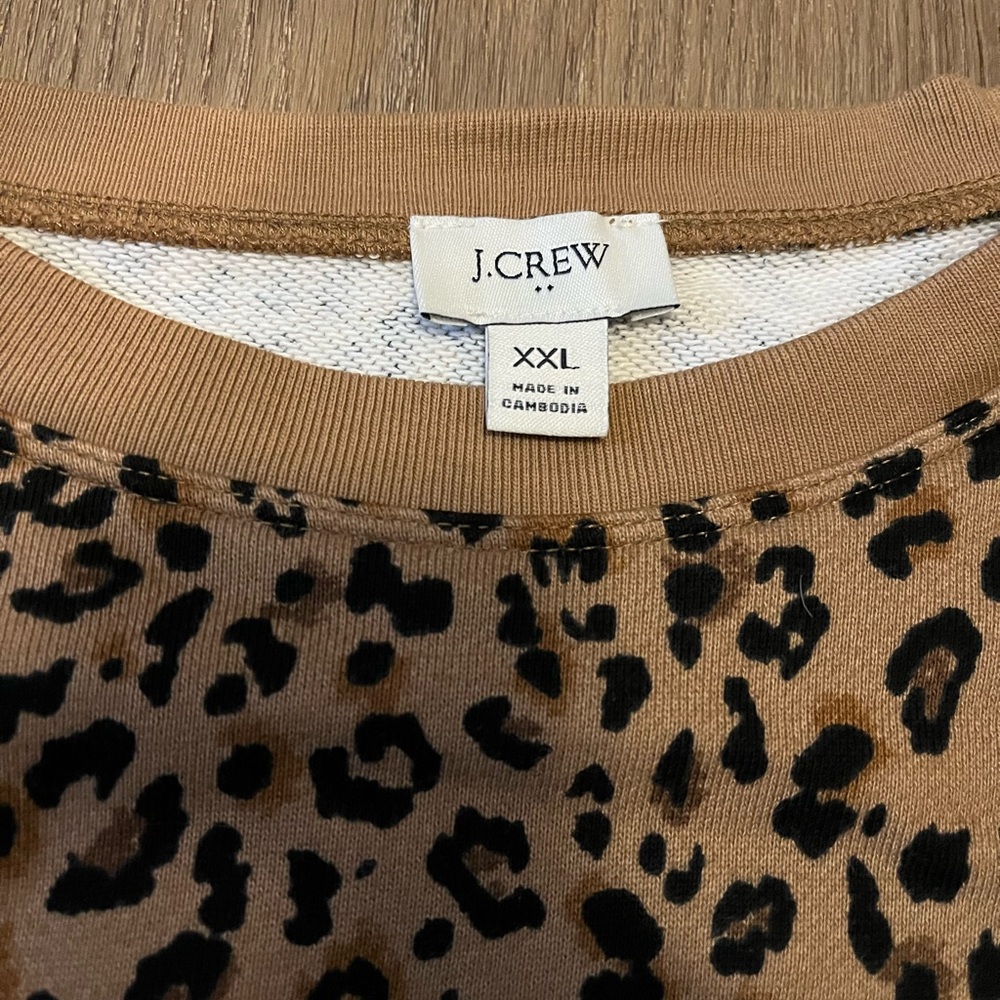 J. Crew Animal Print Sweater in Black and Tan